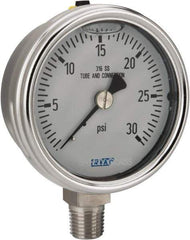Wika - 2-1/2" Dial, 1/4 Thread, 0-30 Scale Range, Pressure Gauge - Lower Connection Mount, Accurate to 2-1-2% of Scale - Apex Tool & Supply