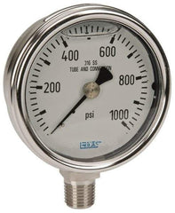 Wika - 2-1/2" Dial, 1/4 Thread, 0-1,000 Scale Range, Pressure Gauge - Lower Connection Mount, Accurate to 2-1-2% of Scale - Apex Tool & Supply