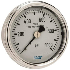 Wika - 2-1/2" Dial, 1/4 Thread, 0-1,000 Scale Range, Pressure Gauge - Center Back Connection Mount, Accurate to 2-1-2% of Scale - Apex Tool & Supply