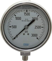 Wika - 4" Dial, 1/4 Thread, 0-3,000 Scale Range, Pressure Gauge - Lower Connection Mount, Accurate to 1% of Scale - Apex Tool & Supply