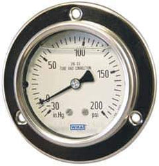 Wika - 2-1/2" Dial, 1/4 Thread, 0-2,000 Scale Range, Pressure Gauge - Lower Back Connection Mount, Accurate to 2-1-2% of Scale - Apex Tool & Supply
