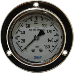 Wika - 2-1/2" Dial, 1/4 Thread, 0-160 Scale Range, Pressure Gauge - Lower Back Connection Mount, Accurate to 2-1-2% of Scale - Apex Tool & Supply