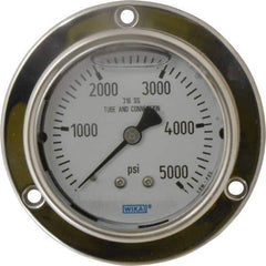 Wika - 2-1/2" Dial, 1/4 Thread, 0-5,000 Scale Range, Pressure Gauge - Lower Back Connection Mount, Accurate to 2-1-2% of Scale - Apex Tool & Supply