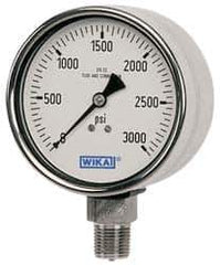 Wika - 2-1/2" Dial, 1/4 Thread, 0-300 Scale Range, Pressure Gauge - Lower Back Connection Mount, Accurate to 2-1-2% of Scale - Apex Tool & Supply