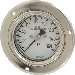 Wika - 2-1/2" Dial, 1/4 Thread, 0-160 Scale Range, Pressure Gauge - Lower Back Connection Mount, Accurate to 2-1-2% of Scale - Apex Tool & Supply