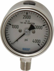Wika - 2-1/2" Dial, 1/4 Thread, 0-4,000 Scale Range, Pressure Gauge - Lower Connection Mount, Accurate to 2-1-2% of Scale - Apex Tool & Supply