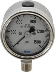 Wika - 2-1/2" Dial, 1/4 Thread, 0-1,500 Scale Range, Pressure Gauge - Lower Connection Mount, Accurate to 2-1-2% of Scale - Apex Tool & Supply