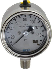 Wika - 2-1/2" Dial, 1/4 Thread, 160 Scale Range, Pressure Gauge - Lower Connection Mount, Accurate to 2-1-2% of Scale - Apex Tool & Supply