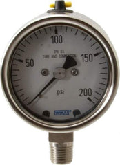 Wika - 2-1/2" Dial, 1/4 Thread, 200 Scale Range, Pressure Gauge - Lower Connection Mount, Accurate to 2-1-2% of Scale - Apex Tool & Supply