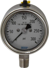 Wika - 2-1/2" Dial, 1/4 Thread, 300 Scale Range, Pressure Gauge - Lower Connection Mount, Accurate to 2-1-2% of Scale - Apex Tool & Supply
