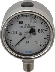Wika - 2-1/2" Dial, 1/4 Thread, 1,000 Scale Range, Pressure Gauge - Lower Connection Mount, Accurate to 2-1-2% of Scale - Apex Tool & Supply