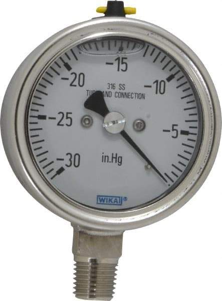 Wika - 2-1/2" Dial, 1/4 Thread, 30 Scale Range, Pressure Gauge - Lower Connection Mount, Accurate to 2-1-2% of Scale - Apex Tool & Supply