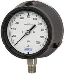 Wika - 4-1/2" Dial, 1/2 Thread, 0-600 Scale Range, Pressure Gauge - Lower Connection Mount, Accurate to 0.5% of Scale - Apex Tool & Supply