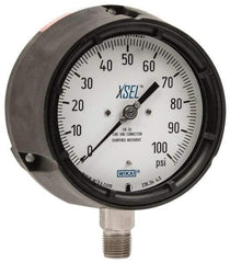 Wika - 4-1/2" Dial, 1/2 Thread, 0-100 Scale Range, Pressure Gauge - Lower Connection Mount, Accurate to 0.5% of Scale - Apex Tool & Supply
