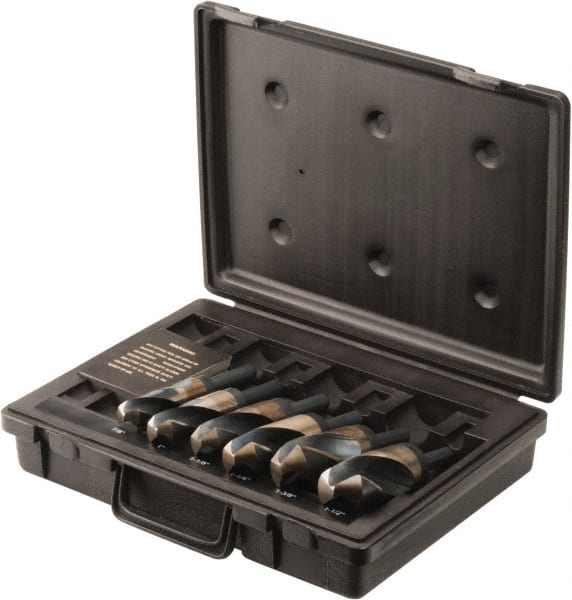 Interstate - 7/8 to 1-1/2", 135° Point, Oxide Finish, Cobalt Reduced Shank Drill Bit Set - Apex Tool & Supply