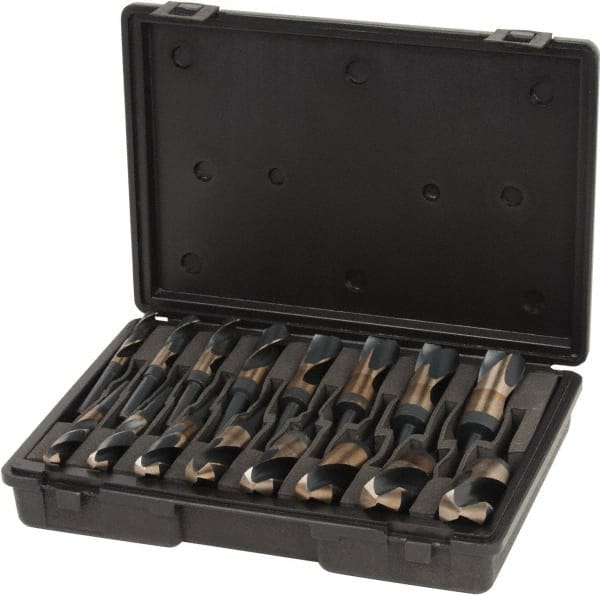 Interstate - 9/16 to 1-1/2", 135° Point, Oxide Finish, Cobalt Reduced Shank Drill Bit Set - Apex Tool & Supply