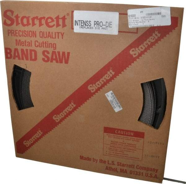 Starrett - 3/8" x 100' x 0.025" Bi-Metal Band Saw Blade Coil Stock - 10 to 14 TPI, Toothed Edge, Straight Form, Raker Set, No Rake Angle, Variable Pitch, Contour Cutting - Apex Tool & Supply