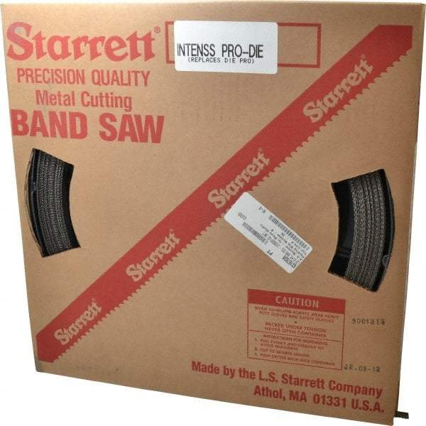 Starrett - 1/2" x 100' x 0.035" Bi-Metal Band Saw Blade Coil Stock - 8 to 12 TPI, Toothed Edge, Straight Form, Raker Set, No Rake Angle, Variable Pitch, Contour Cutting - Apex Tool & Supply