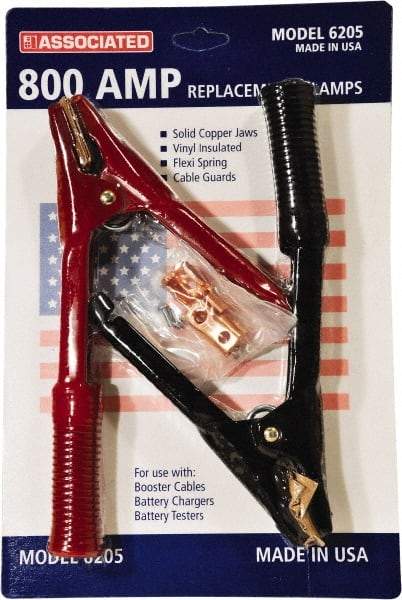 Associated Equipment - 800 Amp Booster Cable Clamp - 1 Black & 1 Red - Apex Tool & Supply