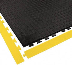 Wearwell - 5' Long x 3' Wide x 5/8" Thick, Anti-Fatigue Modular Matting Ramp Edge - Female, 1 Interlocking Side, Yellow, For Dry Areas, Series 502 - Apex Tool & Supply