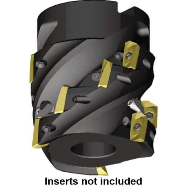 Kennametal - 6 Inserts, 2" Cut Diam, 3/4" Arbor Diam, 1.08" Max Depth of Cut, Indexable Square-Shoulder Face Mill - 0/90° Lead Angle, 2" High, EC14.., EP14.. Insert Compatibility, Through Coolant, Series Mill 1-14 - Apex Tool & Supply