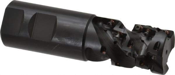 Kennametal - 1-1/4" Cut Diam, 1.764" Max Depth of Cut, 1-1/4" Shank Diam, 4.371" OAL, Indexable Square Shoulder Helical End Mill - EC10.., EP10.. Inserts, Weldon Shank, 0° Lead Angle - Apex Tool & Supply