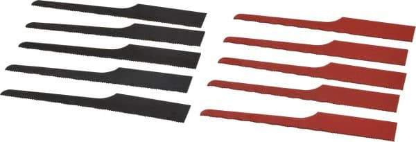 Value Collection - 10 Piece, 4" Long, Steel Reciprocating Saw Blade Set - 24 to 32 Teeth per Inch - Apex Tool & Supply