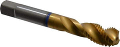 Guhring - M14x2.00 Metric Coarse 3 Flute 6H Modified Bottoming Spiral Flute Tap - Powdered Metal, TiN Finish, 3-19/32" OAL, Right Hand Flute, Right Hand Thread, Series 3909 - Apex Tool & Supply