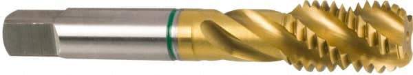 Guhring - M14x2.00 Metric Coarse 3 Flute 6H Modified Bottoming Spiral Flute Tap - Cobalt, TiN Finish, 3.591" OAL, Right Hand Flute, Right Hand Thread, Series 3921 - Apex Tool & Supply