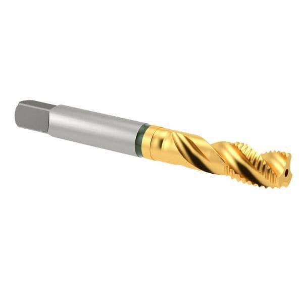 Guhring - 1/2-13 UNC 3 Flute 2B Modified Bottoming Spiral Flute Tap - Cobalt, TiN Finish, 3-3/8" OAL, Right Hand Flute, Right Hand Thread, Series 3922 - Apex Tool & Supply