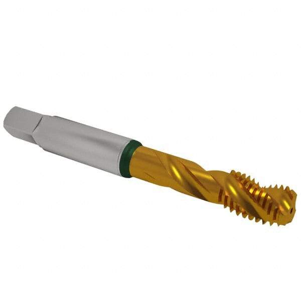 Guhring - 5/8-11 UNC 4 Flute 2B Modified Bottoming Spiral Flute Tap - Cobalt, TiN Finish, 3-13/16" OAL, Right Hand Flute, Right Hand Thread, Series 3922 - Apex Tool & Supply