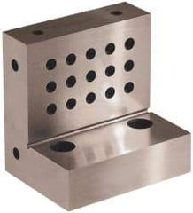 Suburban Tool - 4" Wide x 4" Deep x 3" High Steel Precision-Ground Angle Plate - Standard Plate, Machined Holes on Surface, Open End, 1-1/8" Thick, Single Plate - Apex Tool & Supply