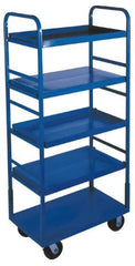 Win-Holt - 1,000 Lb Capacity, 22" Wide x 72" High Standard Utility Cart - 5 Shelf, Steel, 2 Rigid/2 Swivel Casters - Apex Tool & Supply