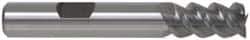Accupro - 3/4", 2-1/4" LOC, 3/4" Shank Diam, 4-1/2" OAL, 3 Flute, Powdered Metal Square End Mill - Single End, TiCN Finish, Spiral Flute, 42° Helix, Centercutting, Right Hand Cut, Right Hand Flute - Apex Tool & Supply