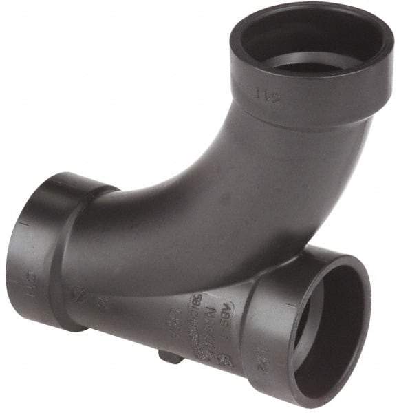 NIBCO - 2 x 1-1/2", ABS Drain, Waste & Vent Pipe Long Radius TY - Hub x Hub x Hub - Apex Tool & Supply