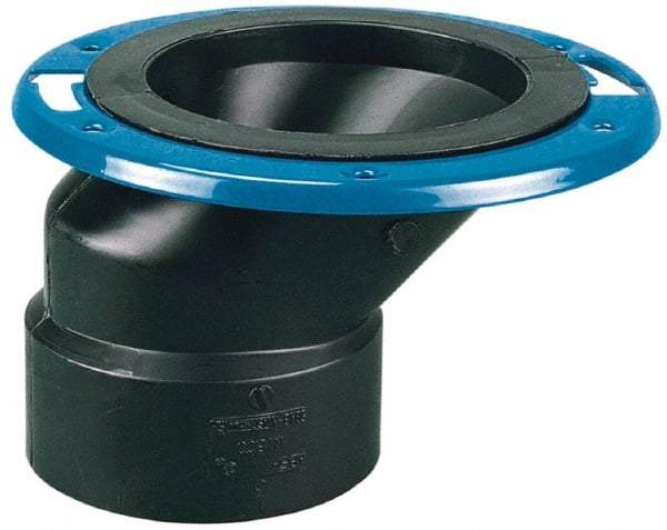 NIBCO - 4 x 3" Pipe, 5-3/8" OD, ABS Offset Adjustable Closet Flange - 180° Max Working Temp, Hub End Connections - Apex Tool & Supply