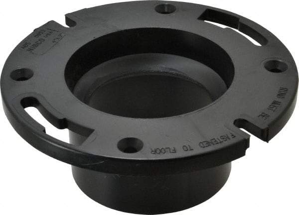NIBCO - 3 or 4" Pipe, 5-3/8" OD, ABS Flush Closet Flange with Pipe Stop - 180° Max Working Temp, Hub or Spig End Connections - Apex Tool & Supply
