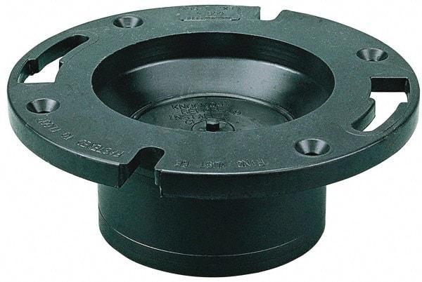 NIBCO - 4 x 3" Pipe, 5-3/8" OD, ABS Closet Flange with Knockout Test Plug - 180° Max Working Temp, Hub End Connections - Apex Tool & Supply