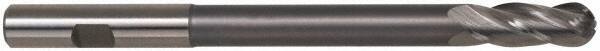 Hertel - 1/2" Diam, 1-1/4" LOC, 4 Flute High Speed Steel Ball End Mill - TiN Finish, Single End, 6" OAL, 1/2" Shank Diam - Apex Tool & Supply