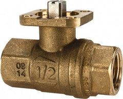 Value Collection - 1/2" Pipe, Full Port, Brass Standard Ball Valve - 1 Piece, Inline - One Way Flow, FNPT x FNPT Ends, ISO Actuation Mount Handle, 600 WOG - Apex Tool & Supply