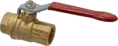 Value Collection - 1/2" Pipe, Full Port, Brass UL Listed Ball Valve - 1 Piece, Inline - One Way Flow, FNPT x FNPT Ends, Lever Handle, 600 WOG, 150 WSP - Apex Tool & Supply
