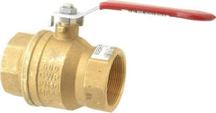 Value Collection - 2" Pipe, Full Port, Brass UL Listed Ball Valve - 1 Piece, Inline - One Way Flow, FNPT x FNPT Ends, Lever Handle, 600 WOG, 150 WSP - Apex Tool & Supply