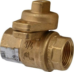 Value Collection - 3/4" Pipe, Brass, Straight without Side Tap, Gas Ball Valve - 600 psi WOG Rating, Locking Cap Handle, FNPT x FNPT End Connections, 1 Piece - Apex Tool & Supply