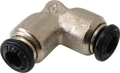Alpha Technologies - 4mm Outside Diam, Nickel Plated Brass Push-to-Connect Tube Union Elbow - 250 Max psi, Tube to Tube Connection, Buna O-Ring - Apex Tool & Supply