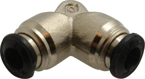 Alpha Technologies - 5mm Outside Diam, Nickel Plated Brass Push-to-Connect Tube Union Elbow - 250 Max psi, Tube to Tube Connection, Buna O-Ring - Apex Tool & Supply