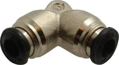 Alpha Technologies - 5mm Outside Diam, Nickel Plated Brass Push-to-Connect Tube Union Elbow - 250 Max psi, Tube to Tube Connection, Buna O-Ring - Apex Tool & Supply