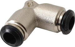 Alpha Technologies - 6mm Outside Diam, Nickel Plated Brass Push-to-Connect Tube Union Elbow - 250 Max psi, Tube to Tube Connection, Buna O-Ring - Apex Tool & Supply