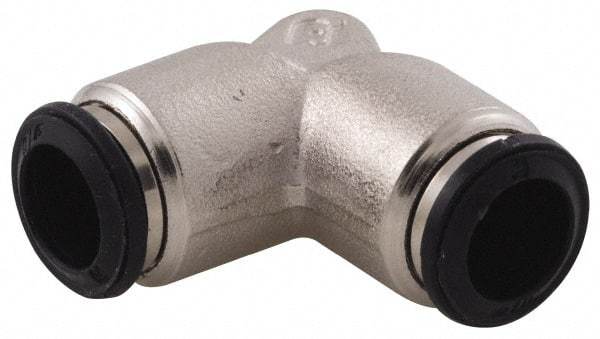 Alpha Technologies - 3mm Outside Diam, Nickel Plated Brass Push-to-Connect Tube Union Elbow - 250 Max psi, Tube to Tube Connection, Buna O-Ring - Apex Tool & Supply