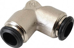 Alpha Technologies - 10mm Outside Diam, Nickel Plated Brass Push-to-Connect Tube Union Elbow - 250 Max psi, Tube to Tube Connection, Buna O-Ring - Apex Tool & Supply