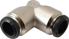 Alpha Technologies - 12mm Outside Diam, Nickel Plated Brass Push-to-Connect Tube Union Elbow - 250 Max psi, Tube to Tube Connection, Buna O-Ring - Apex Tool & Supply